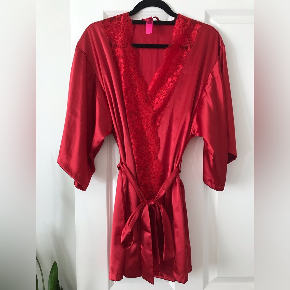 La SENZA Lace-Trim Satin Robe